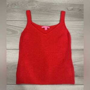 Lilly Pulitzer Leonette Amaryllis Red Sweater Tank Top Size M
